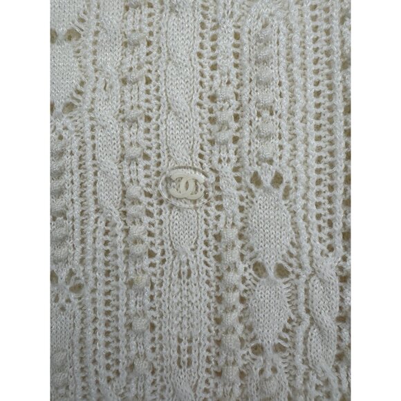 Chanel Dress Size 36 White Cashmere CC Knit Crochet Dress - Picture 14 of 16